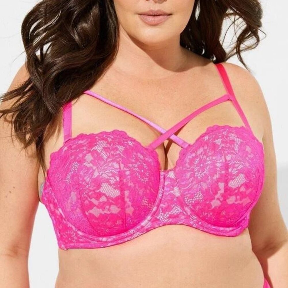 NWT Torrid Strapless Pushup Floral Lace Straight Back Bra